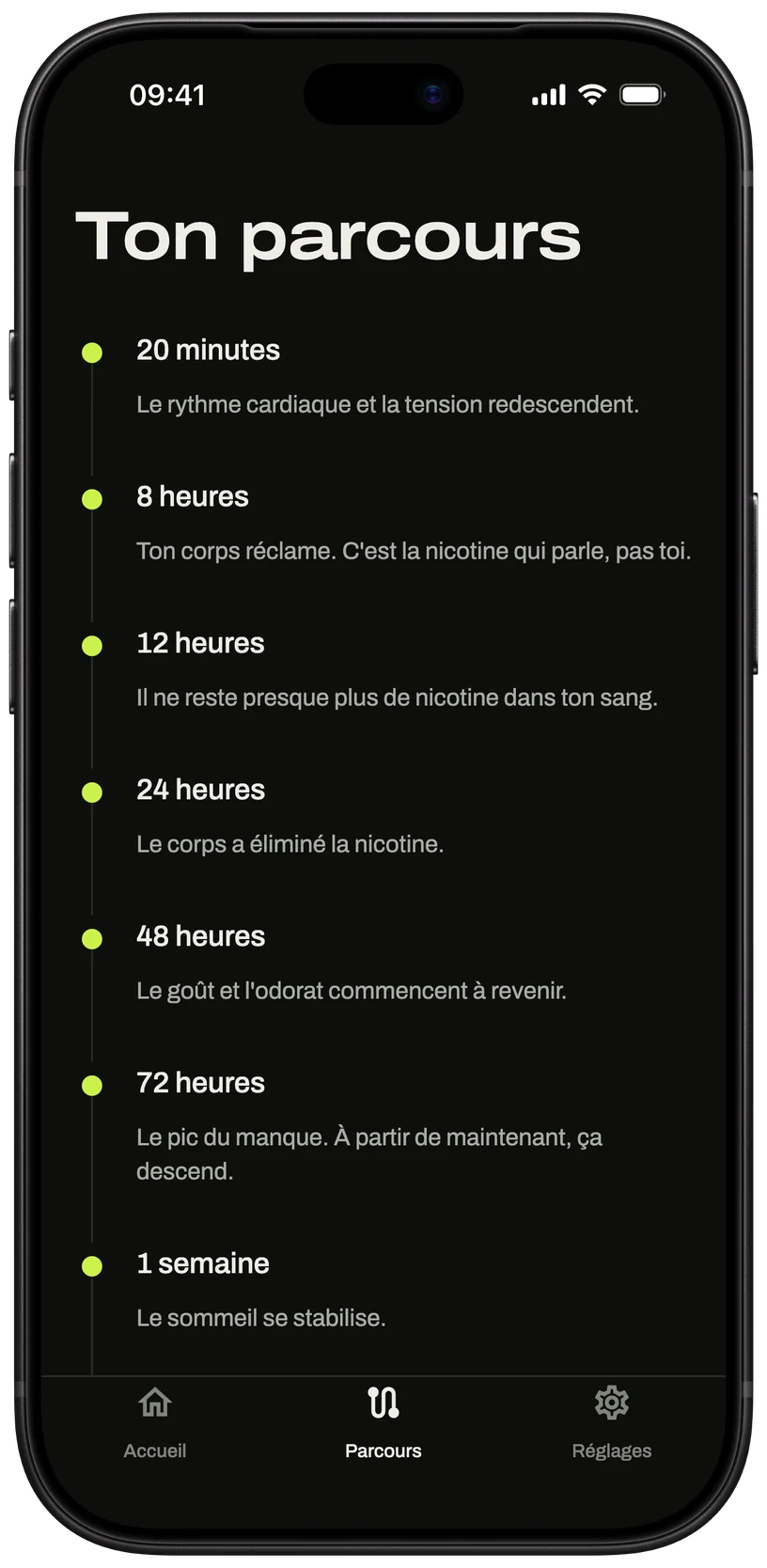 Écran Ton parcours : ce qui change, palier par palier