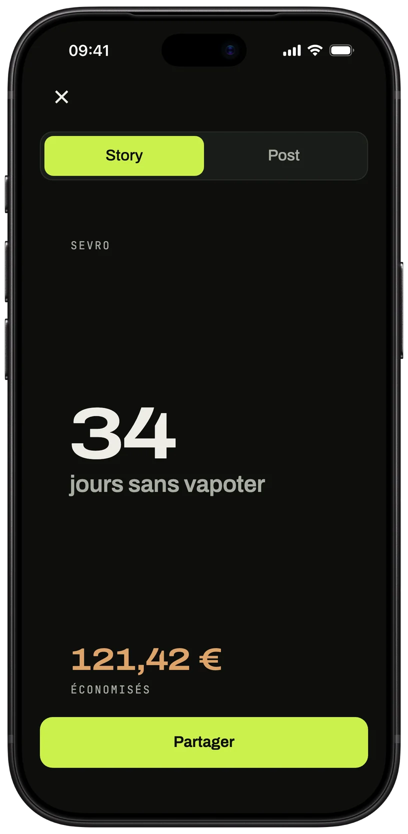 Carte de palier à partager : 34 jours sans vapoter